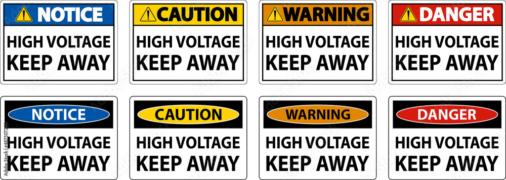 Danger High Voltage Keep Away Sign On White Background