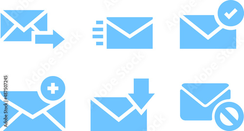 set of mail icons. Mail icon. Set of email signs in flat style.Mail message icons.Received mail