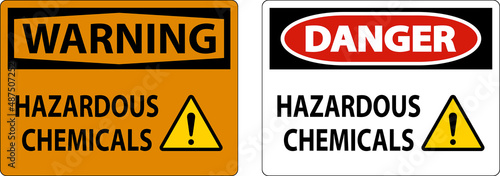 Hazardous Chemicals Sign On White Background