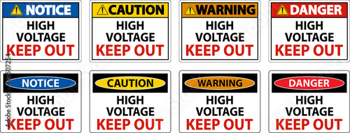 Danger High Voltage Keep Out Sign On White Background