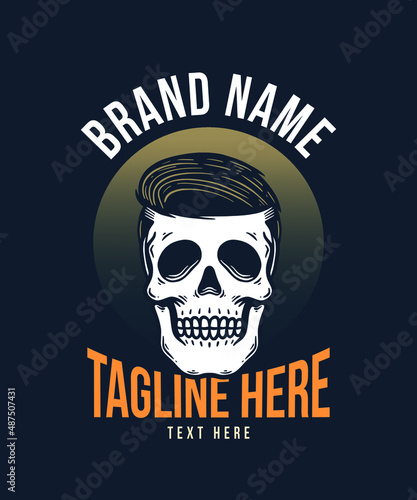 Special Hair Style of Skull Vector Illustration