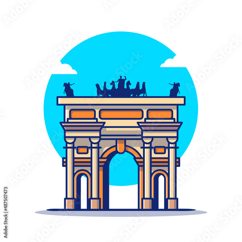 Arco Della Pace Cartoon Vector Icon Illustration. Famous Building Traveling Icon Concept Isolated Premium Vector. Flat Cartoon Style