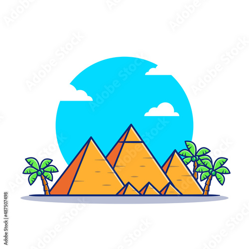 Pyramid Cartoon Vector Icon Illustration. Famous Building Traveling Icon Concept Isolated Premium Vector. Flat Cartoon Style