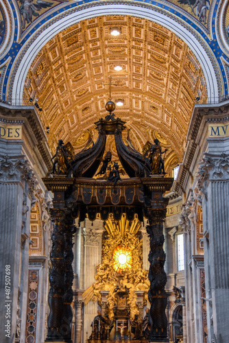 The St. Peter's Baldachin inside the basilica in Vatican city