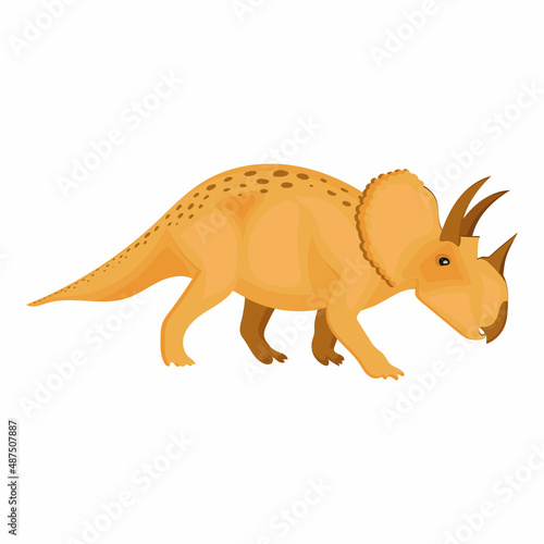 Dinosaurs Triceratops isolated on a white background. illustration for printing on packaging paper  fabric  postcard  clothing. Cute children s background