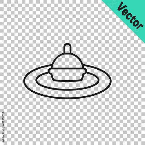 Black line Fishing float in water icon isolated on transparent background. Fishing tackle. Vector