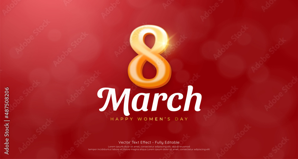 8 march womens day with style 3d number on red background 8 march womens day with style 3d number on red background
