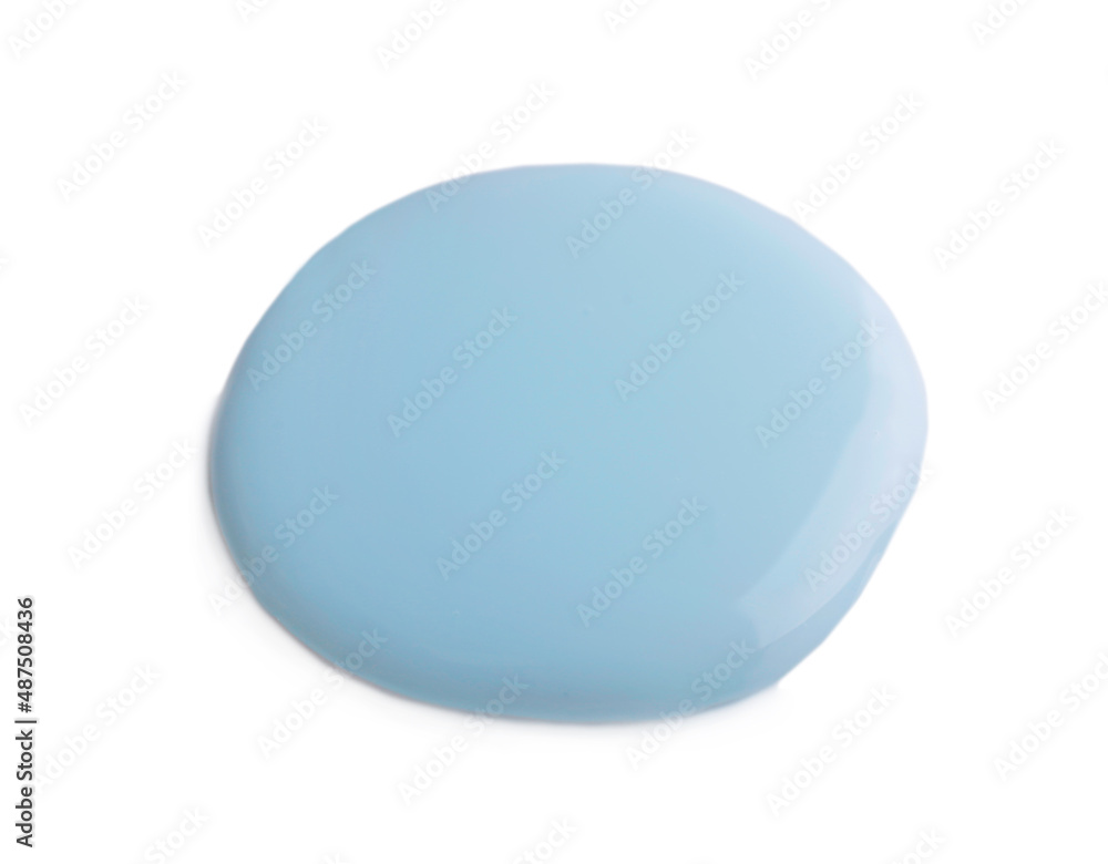 Sample of light blue shower gel on white background, top view Sample of light blue shower gel on white background, top view