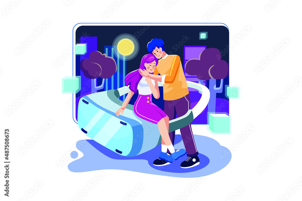 Virtual Reality Illustration concept. Flat illustration isolated on white background. Virtual Reality Illustration concept. Flat illustration isolated on white background.