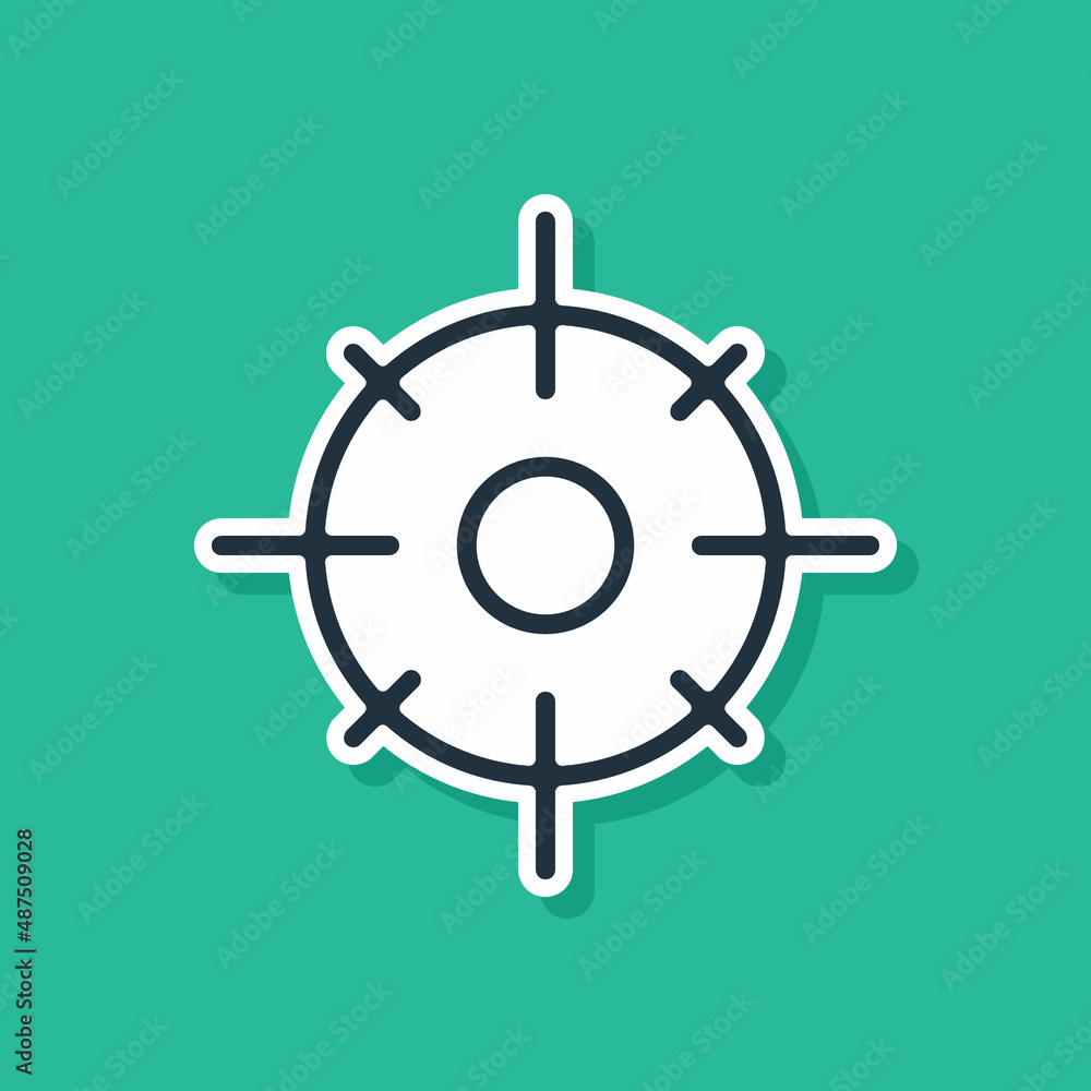 Blue Target sport icon isolated on green background. Clean target with numbers for shooting range or shooting. Vector Blue Target sport icon isolated on green background. Clean target with numbers for shooting range or shooting. Vector