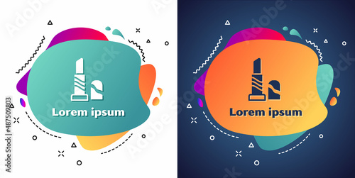 White Lipstick icon isolated on white and blue background. 8 March. International Happy Women Day. Abstract banner with liquid shapes. Vector