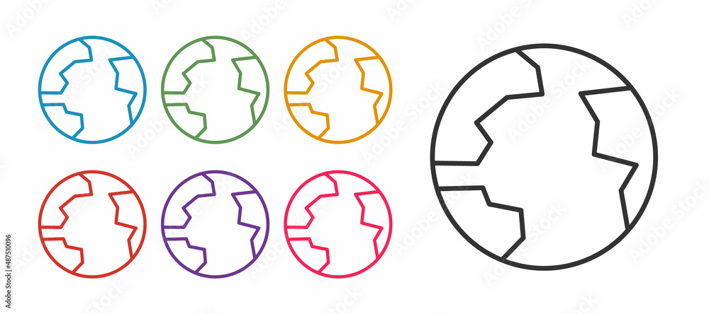 Set line Worldwide icon isolated on white background. Pin on globe. Set icons colorful. Vector Set line Worldwide icon isolated on white background. Pin on globe. Set icons colorful. Vector
