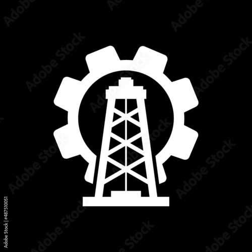Oil rig gear icon isolated on dark background