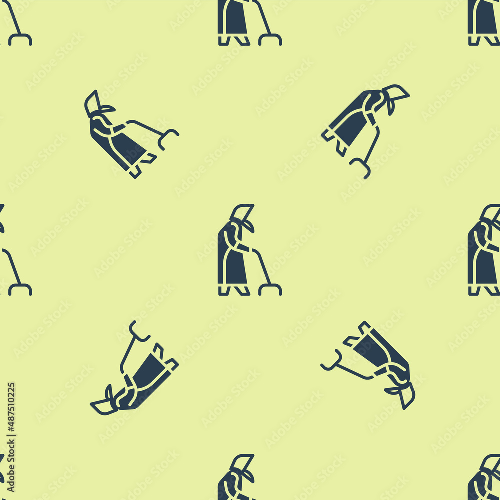 Blue Grandmother icon isolated seamless pattern on yellow background. Vector Blue Grandmother icon isolated seamless pattern on yellow background. Vector