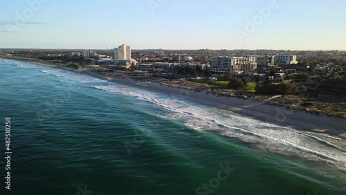 Wallpaper Mural Aerial fly by of Scarborough Beach, Perth at sunrise. Torontodigital.ca