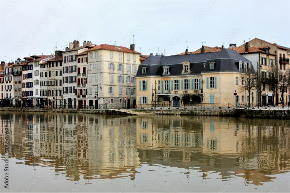Buildings Reflected in the Water at Bayonne, France