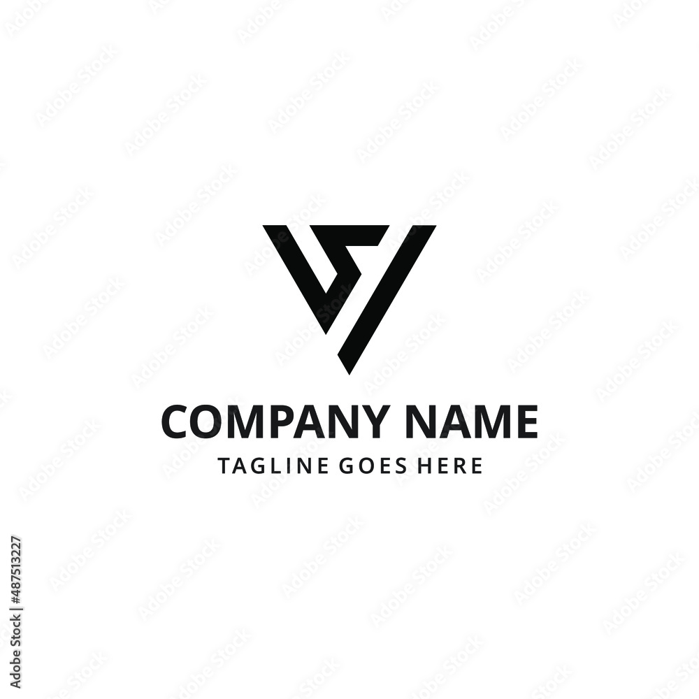 Abstract illustration SV initials triangle shape geometric logo design template Abstract illustration SV initials triangle shape geometric logo design template