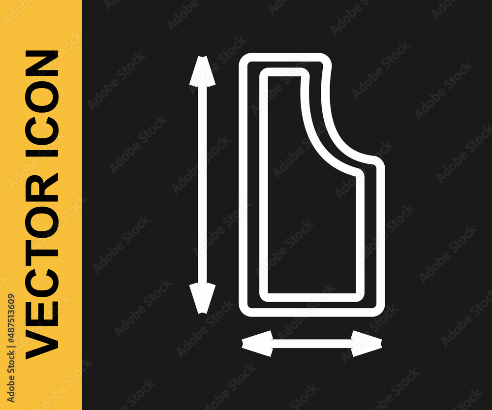 White line Sewing pattern icon isolated on black background. Markings for sewing. Vector White line Sewing pattern icon isolated on black background. Markings for sewing. Vector