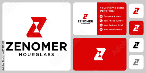 Letter Z monogram hourglass logo design with business card template.

