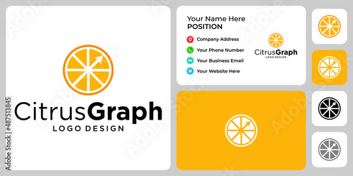 Citrus fruit logo design with business card template.

