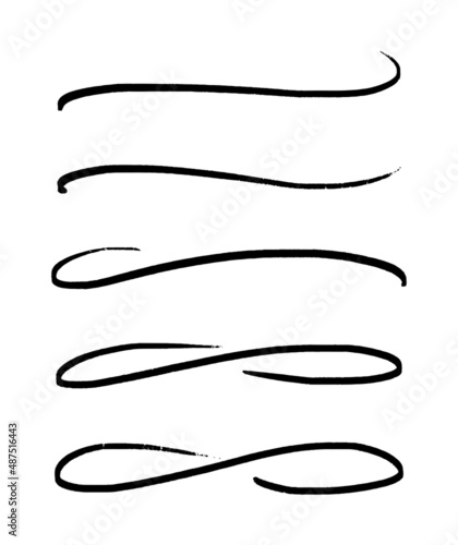 Set of swoosh underline squiggly. Figure eight underline curves. Vector illustration of line lettering isolated on white background.