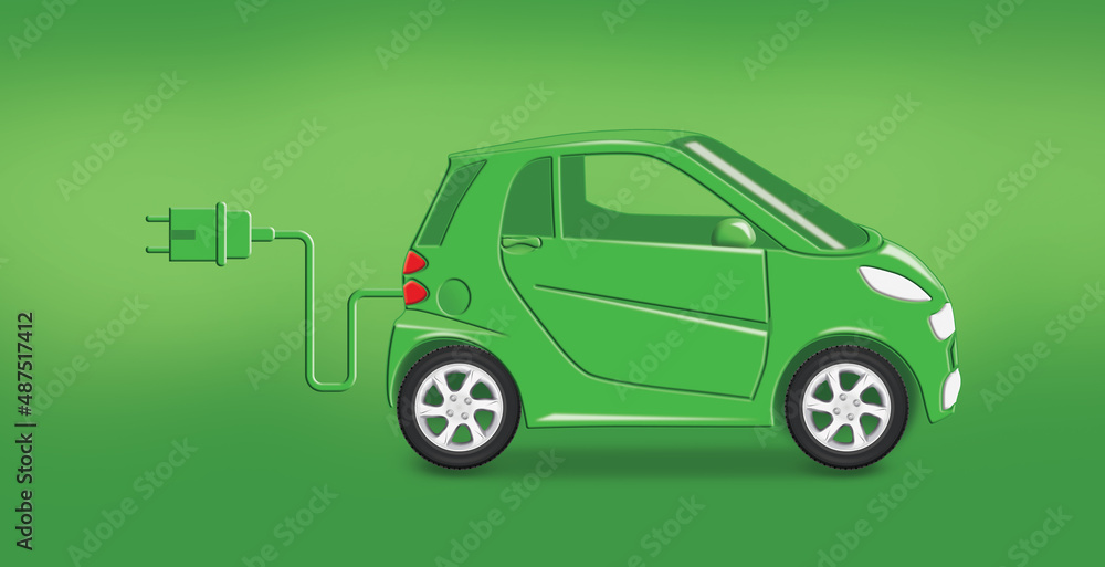 Electric car. The concept of eco-friendly transport in design.