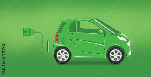 Electric car. The concept of eco-friendly transport in design.