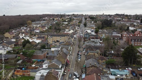 Rising drone shot of Buckhurst hill Essex England photo