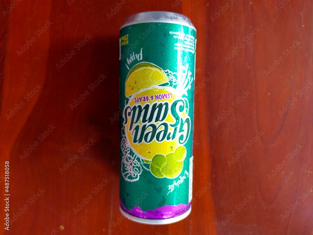 Aluminum carbonated beverage cans. The most popular carbonated drink in