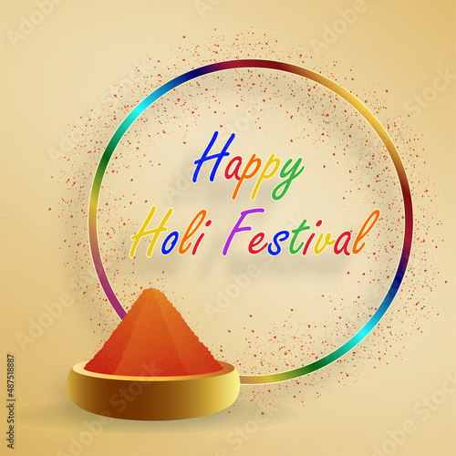 Happy Holi Festival, colorful gulal with powder color for the traditional Indian festival of colors with nice and creative design on color background