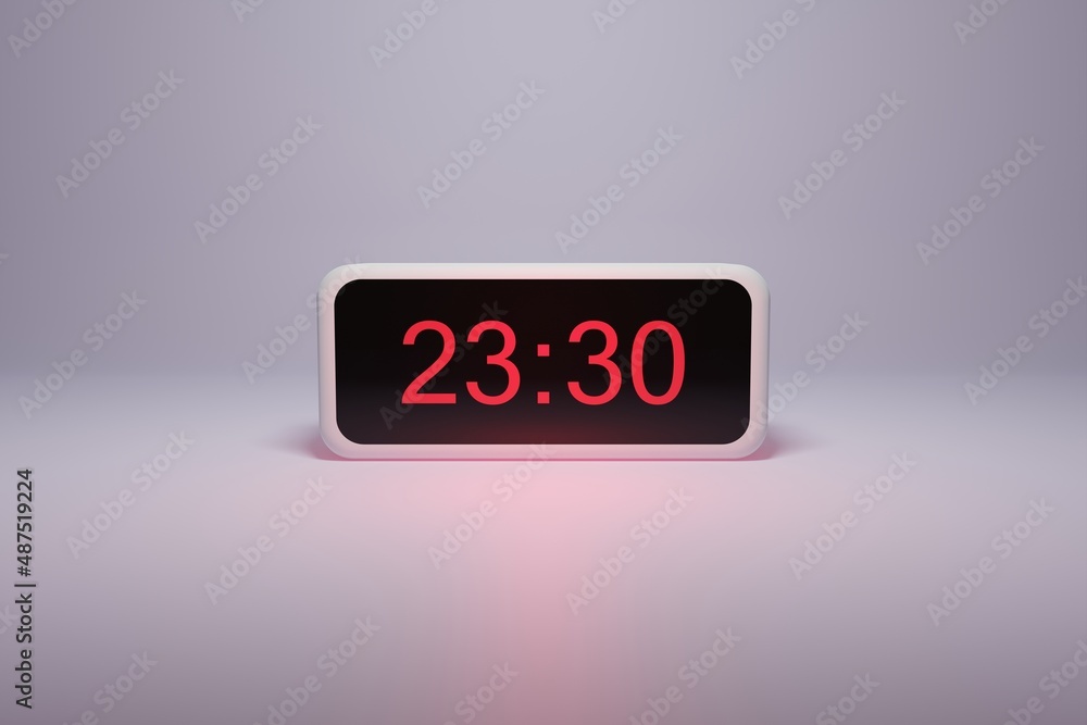 3d alarm clock displaying current time with hour and minute 23.30 23 am