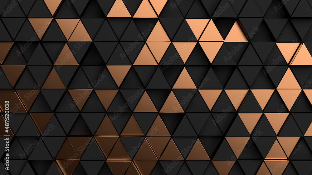 Abstract triangular copper and black shapes background. 3d render illustration Abstract triangular copper and black shapes background. 3d render illustration