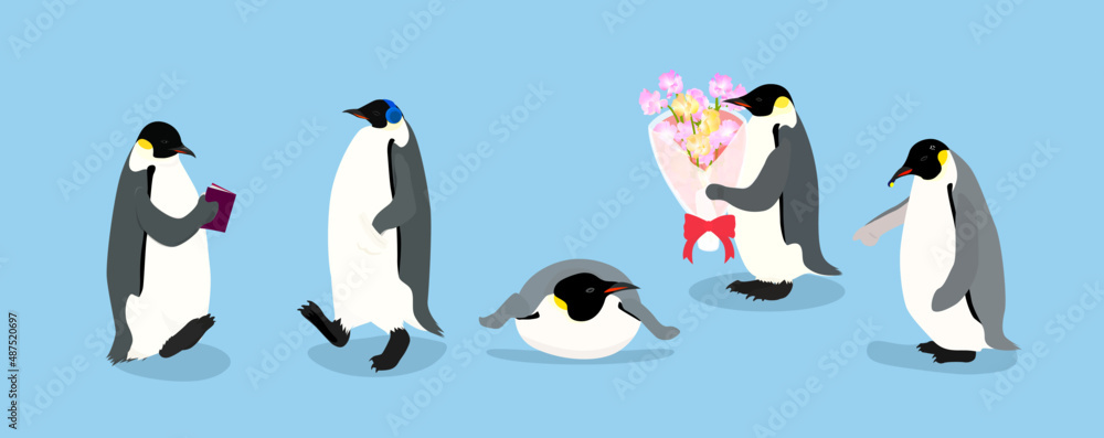 set of penguins illustration set of penguins illustration