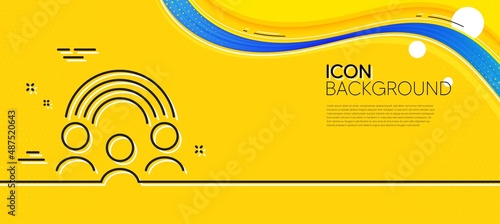Inclusion line icon. Abstract yellow background. Equity culture sign. Gender diversity symbol. Minimal inclusion line icon. Wave banner concept. Vector