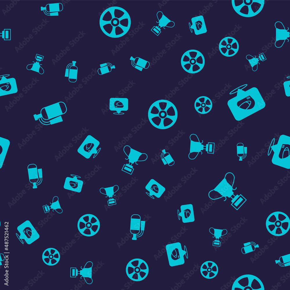 Set Fire extinguisher, Racing helmet, Alloy wheel for car and Award cup on seamless pattern. Vector Set Fire extinguisher, Racing helmet, Alloy wheel for car and Award cup on seamless pattern. Vector