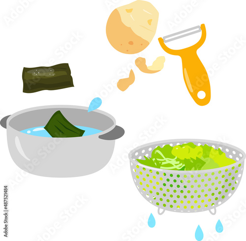 料理の下ごしらえのイラストセット