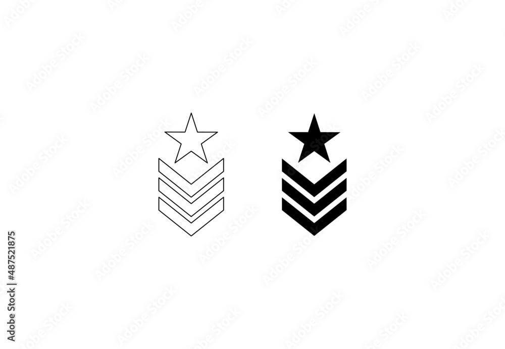 Obraz premium outline silhouette military rank icon isolated on white background