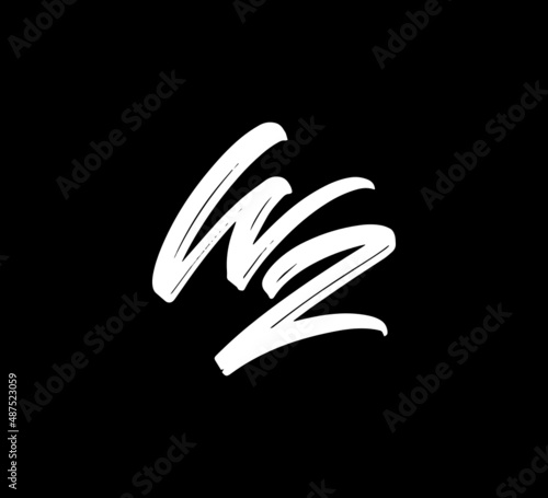 White Vector Letters Logo Brush Handlettering Calligraphy Style In Black Background Initial wz photo