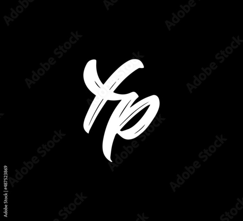 White Vector Letters Logo Brush Handlettering Calligraphy Style In Black Background Initial xp