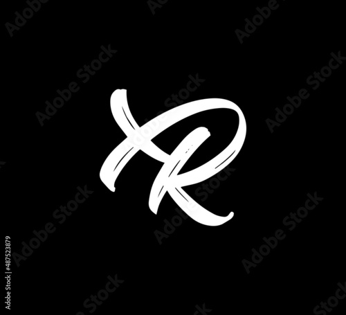 White Vector Letters Logo Brush Handlettering Calligraphy Style In Black Background Initial xr