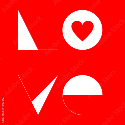 Love sign with heart. Valentine's card design.