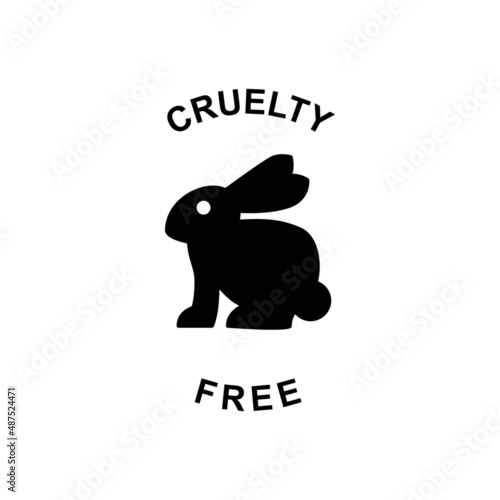 Animal testing cruelty free label, not tested on animals label icon in black flat glyph, filled style isolated on white background