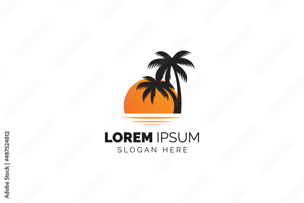 Summer beach logo template vector illustration design Summer beach logo template vector illustration design