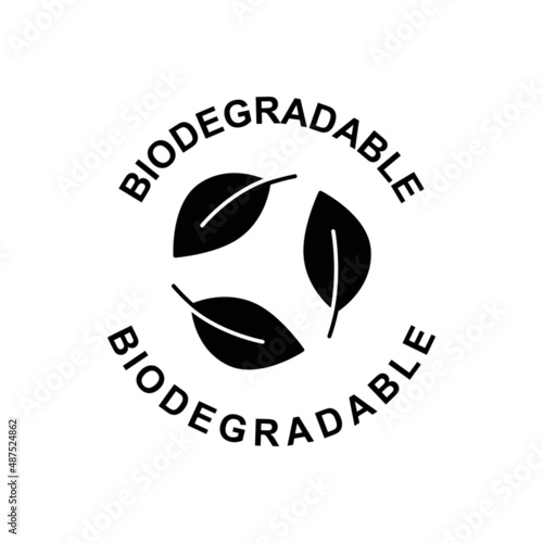 Biodegradable cleansing label icon in black flat glyph, filled style isolated on white background