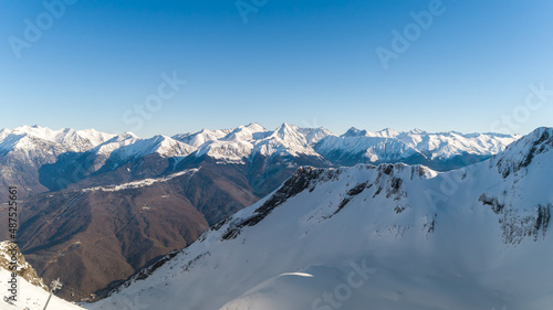 AIR VIEW: Mountain - panorama. Nature landscape image. snowy mountains in the Alps