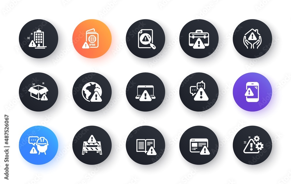 Warnings icons. Caution sign, Exclamation mark, Risk attention. Danger alert, error caution, urgent information icons. Safety risk, construction warning, documentation error. Vector Warnings icons. Caution sign, Exclamation mark, Risk attention. Danger alert, error caution, urgent information icons. Safety risk, construction warning, documentation error. Vector