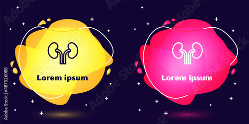 Set line Human kidneys icon isolated on blue background. Abstract banner with liquid shapes. Vector