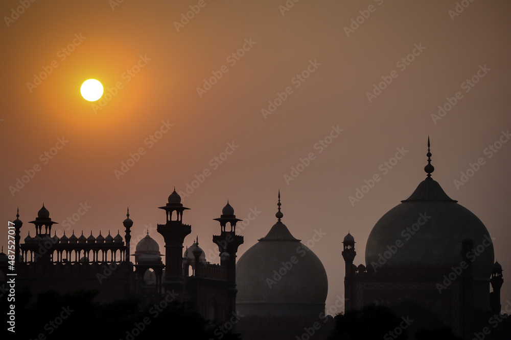 Sunset at Badshahi Mosque in Lahore Pakistan