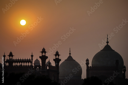 Sunset at Badshahi Mosque in Lahore Pakistan