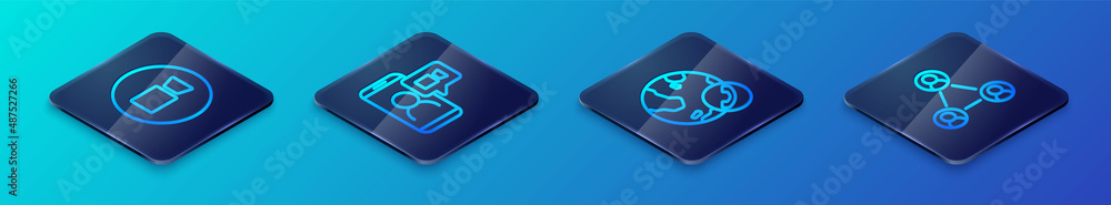 Set Isometric line Video chat conference, Meeting and icon. Vector Set Isometric line Video chat conference, Meeting and icon. Vector